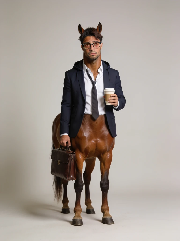 AI character: centaur in a business suit. Not a real person.